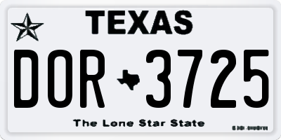 TX license plate DOR3725