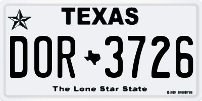 TX license plate DOR3726