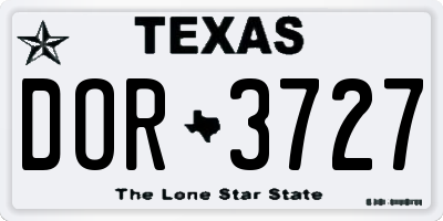 TX license plate DOR3727