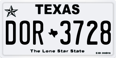 TX license plate DOR3728