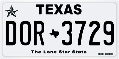 TX license plate DOR3729