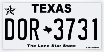 TX license plate DOR3731