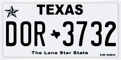 TX license plate DOR3732