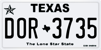 TX license plate DOR3735