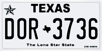 TX license plate DOR3736