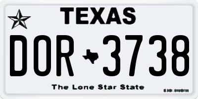 TX license plate DOR3738