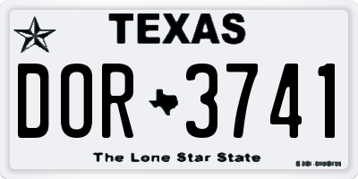 TX license plate DOR3741