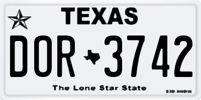 TX license plate DOR3742