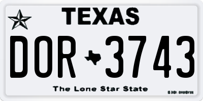 TX license plate DOR3743