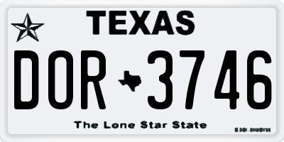 TX license plate DOR3746