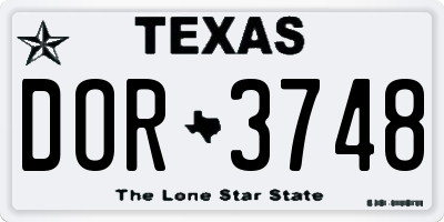 TX license plate DOR3748