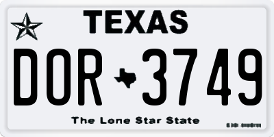 TX license plate DOR3749