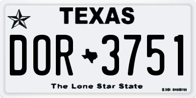 TX license plate DOR3751