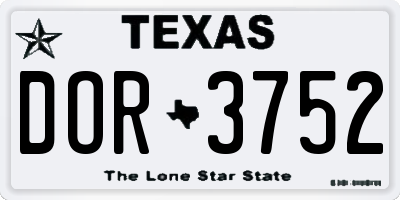 TX license plate DOR3752