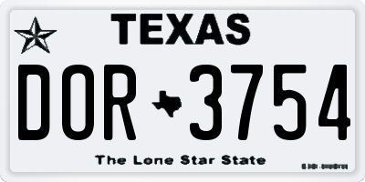TX license plate DOR3754