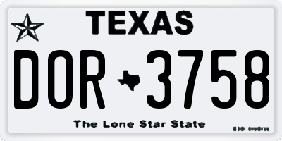 TX license plate DOR3758