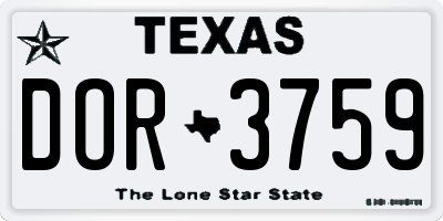 TX license plate DOR3759