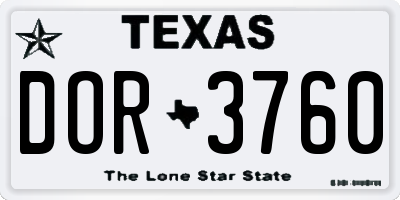 TX license plate DOR3760