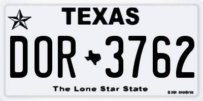 TX license plate DOR3762