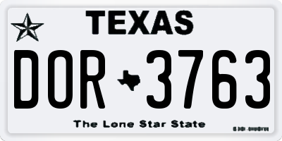 TX license plate DOR3763