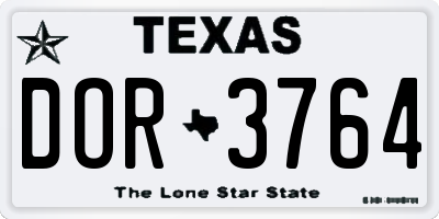 TX license plate DOR3764