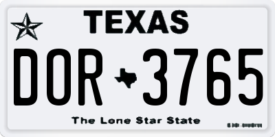 TX license plate DOR3765
