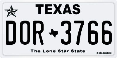 TX license plate DOR3766