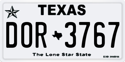 TX license plate DOR3767