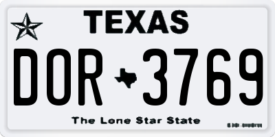 TX license plate DOR3769