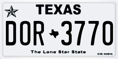 TX license plate DOR3770
