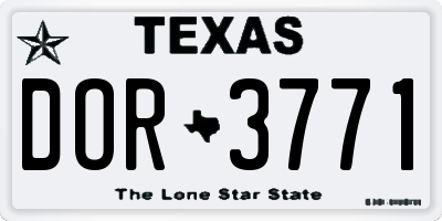TX license plate DOR3771