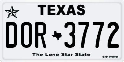 TX license plate DOR3772