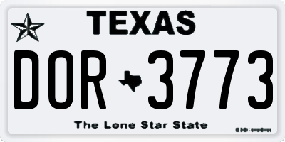 TX license plate DOR3773