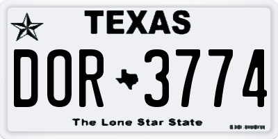 TX license plate DOR3774