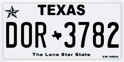 TX license plate DOR3782