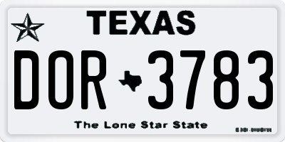 TX license plate DOR3783