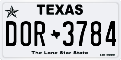TX license plate DOR3784