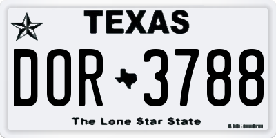TX license plate DOR3788