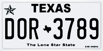 TX license plate DOR3789
