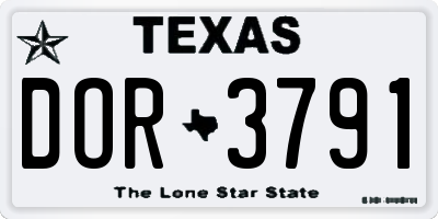 TX license plate DOR3791