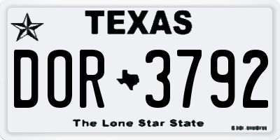 TX license plate DOR3792