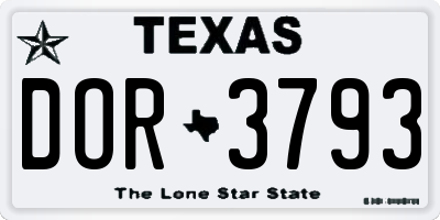 TX license plate DOR3793