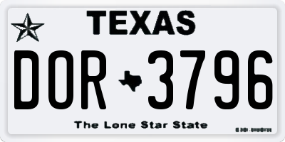 TX license plate DOR3796