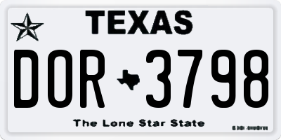 TX license plate DOR3798
