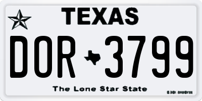 TX license plate DOR3799
