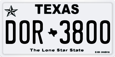 TX license plate DOR3800