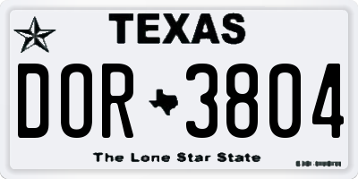 TX license plate DOR3804