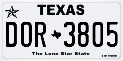 TX license plate DOR3805