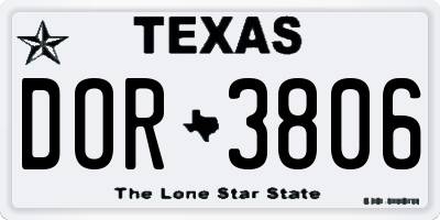 TX license plate DOR3806
