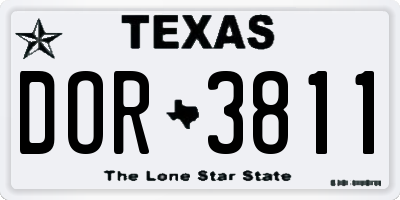 TX license plate DOR3811